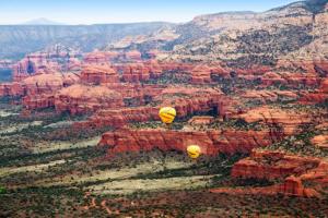 Hot air balloons over the red rocks of Sedona AZ