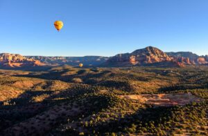 Sedona sunrise with hot air balloons